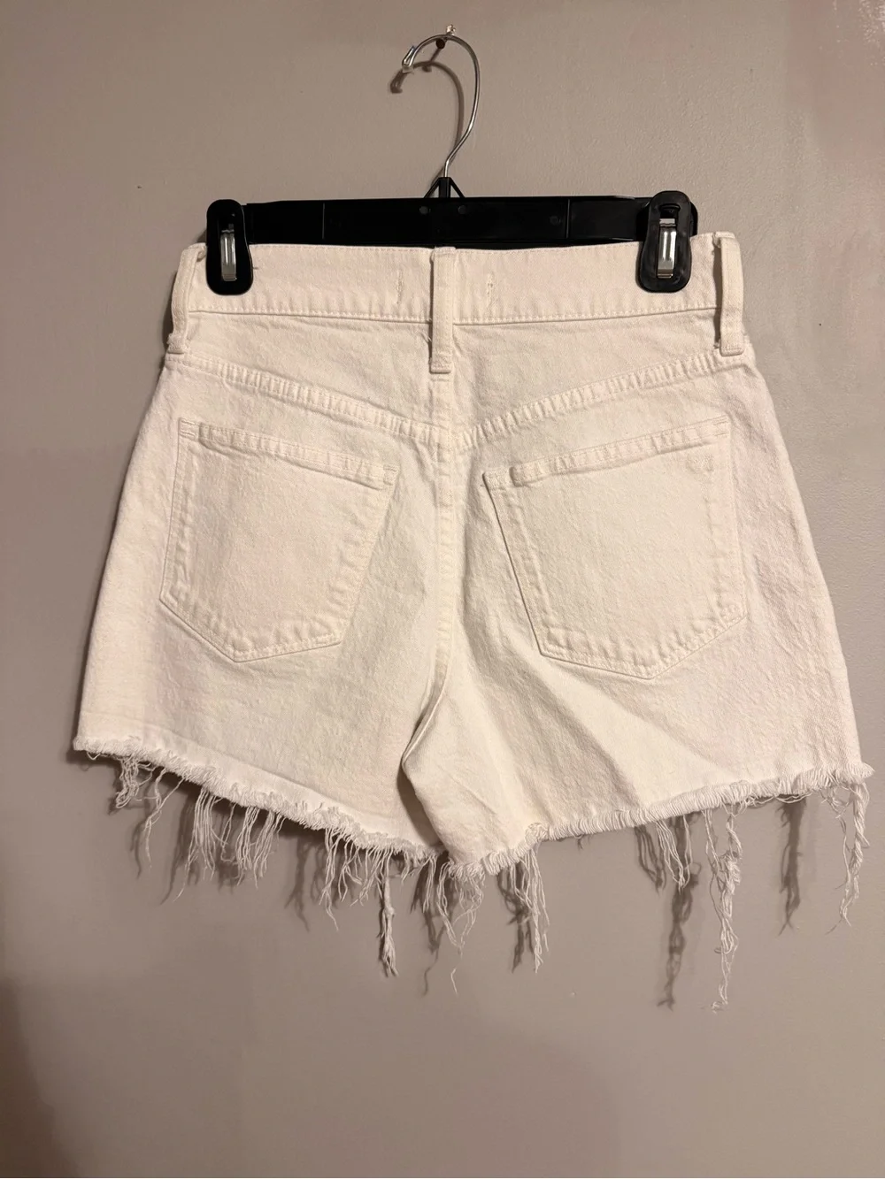 Madewell Off-White Frayed Hem Denim Shorts